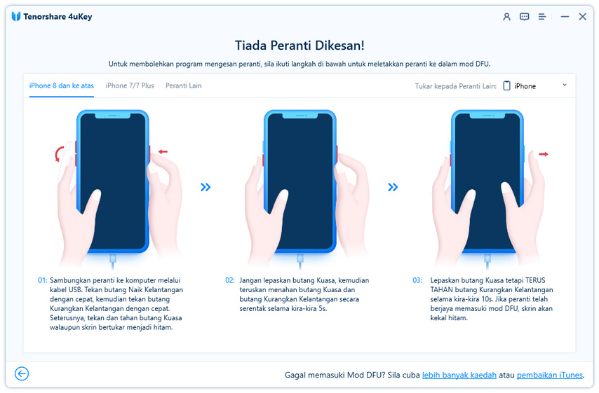 masuk mod dfu - panduan 4uKey