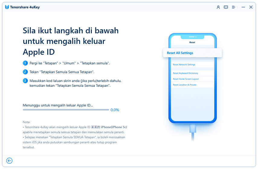 tetapkan semula semua tetapan