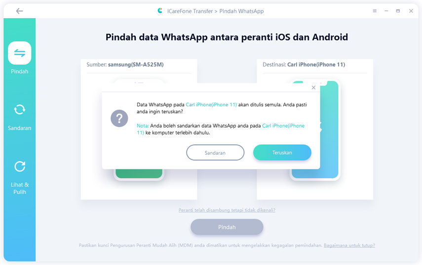 tulis ganti data whatsapp di ios