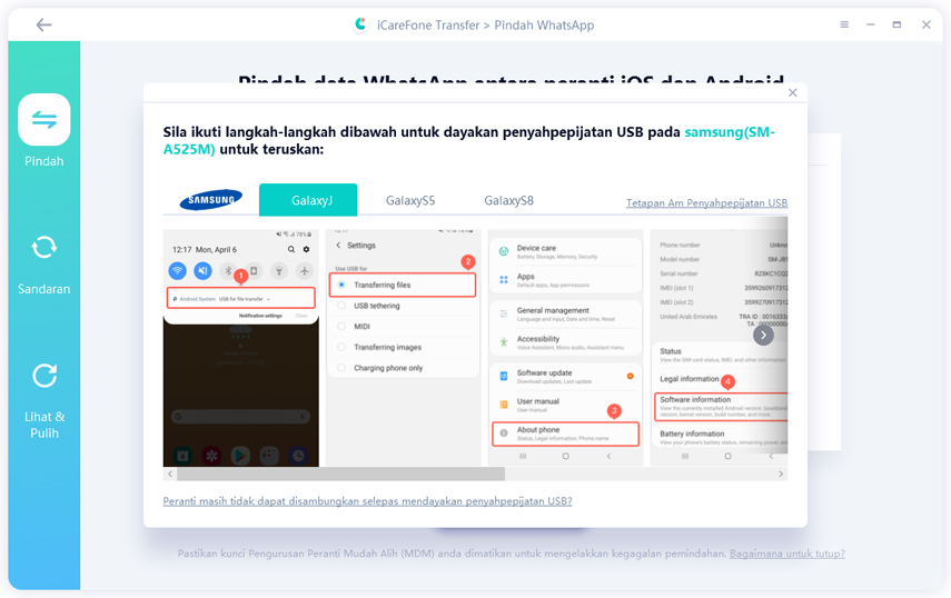 mengaktifkan USB debugging