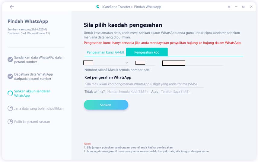 mengesahkna akaun whatsapp