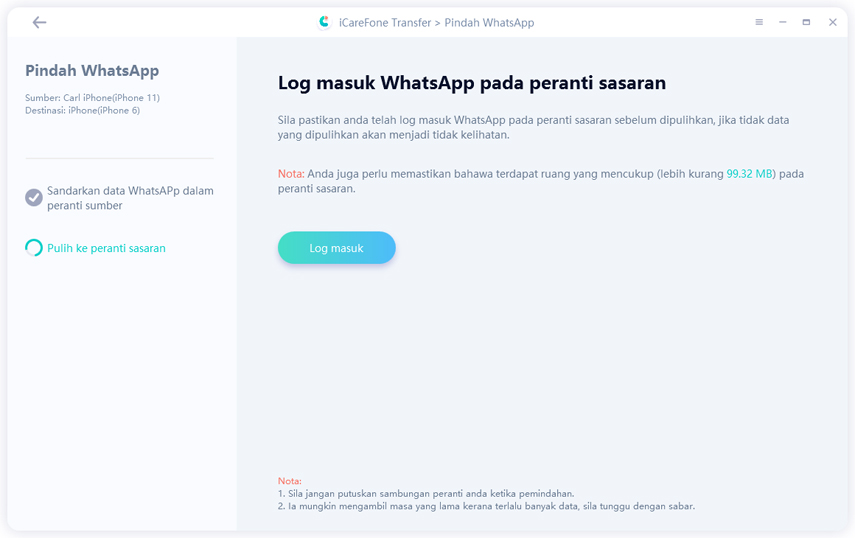 log masuk ke dalam whatsapp