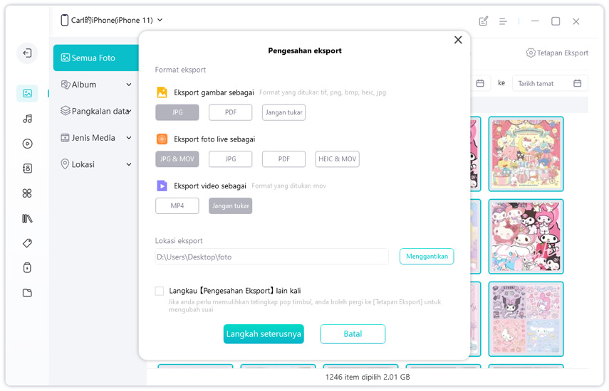 eksport gambar dari iphone ke komputer - panduan icarefone