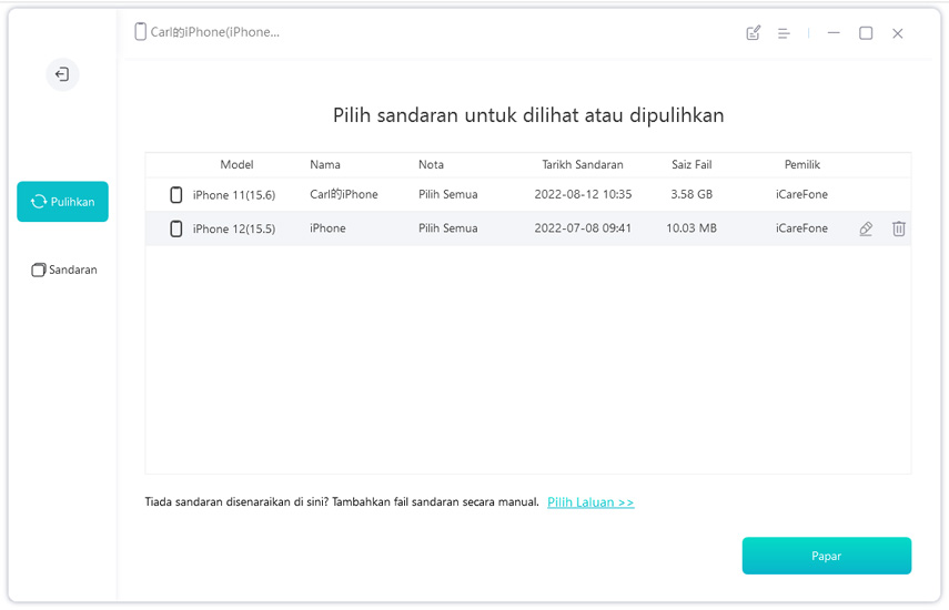 pulihkan sandaran ke iphone - panduan icarefone