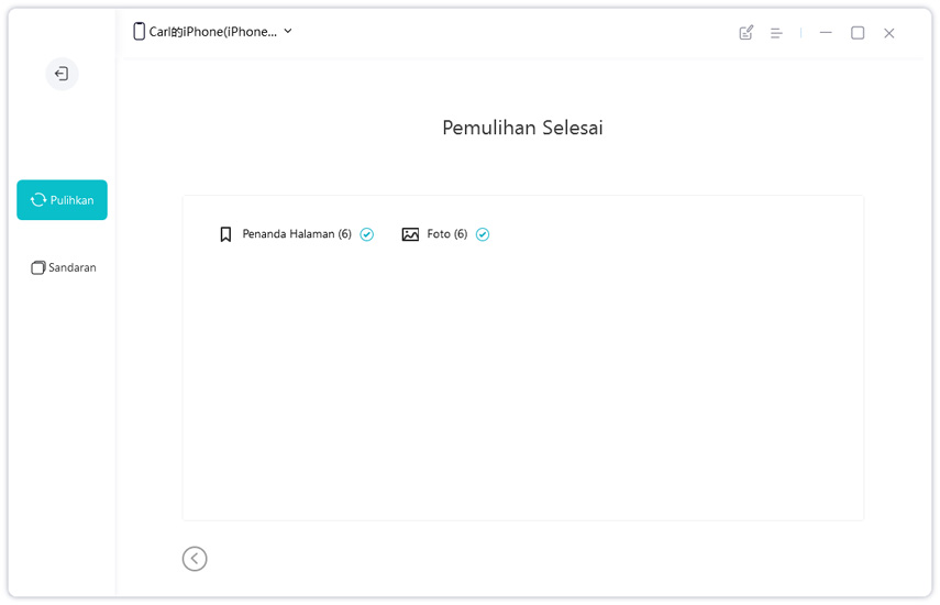pulihkan sandaran ke komputer - panduan icarefone