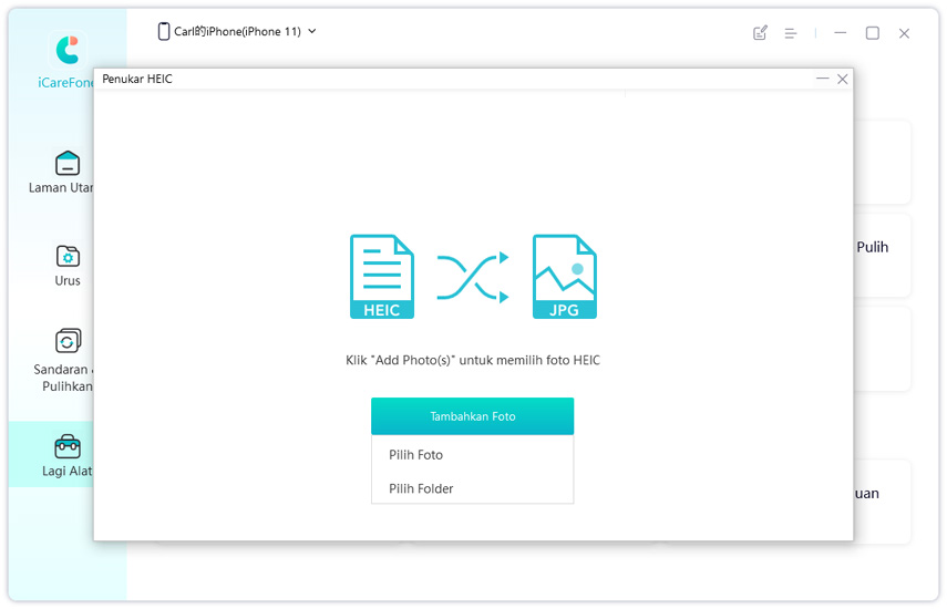 iCareFone convert heic to jpg