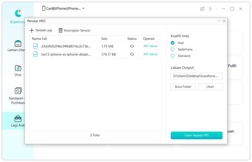 iCareFone convert heic to jpg